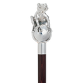 Frog Prince Silver Cane Handle on Sturdy Italian Wood Shaft