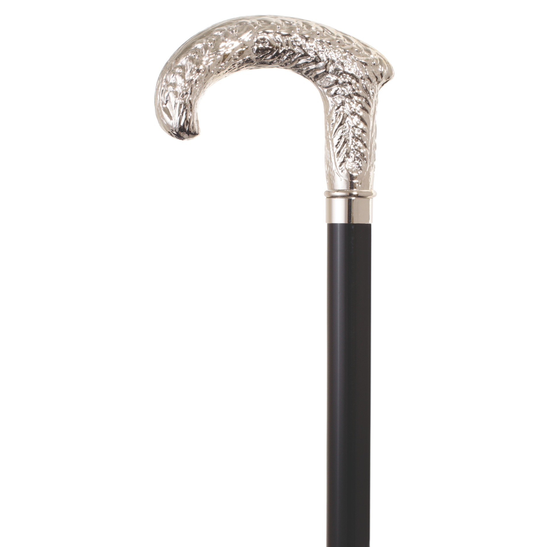 Italian Baroque Nickel-Plated Derby Handle Walking Stick