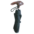 Compact Black 23'' Foldable Nylon Umbrella with Sheath & Strap