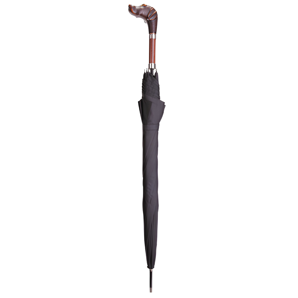 Italian Black Nylon Umbrella with Labrador Handle and Cover