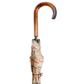Tan Tartan Maple Crook Handle Umbrella