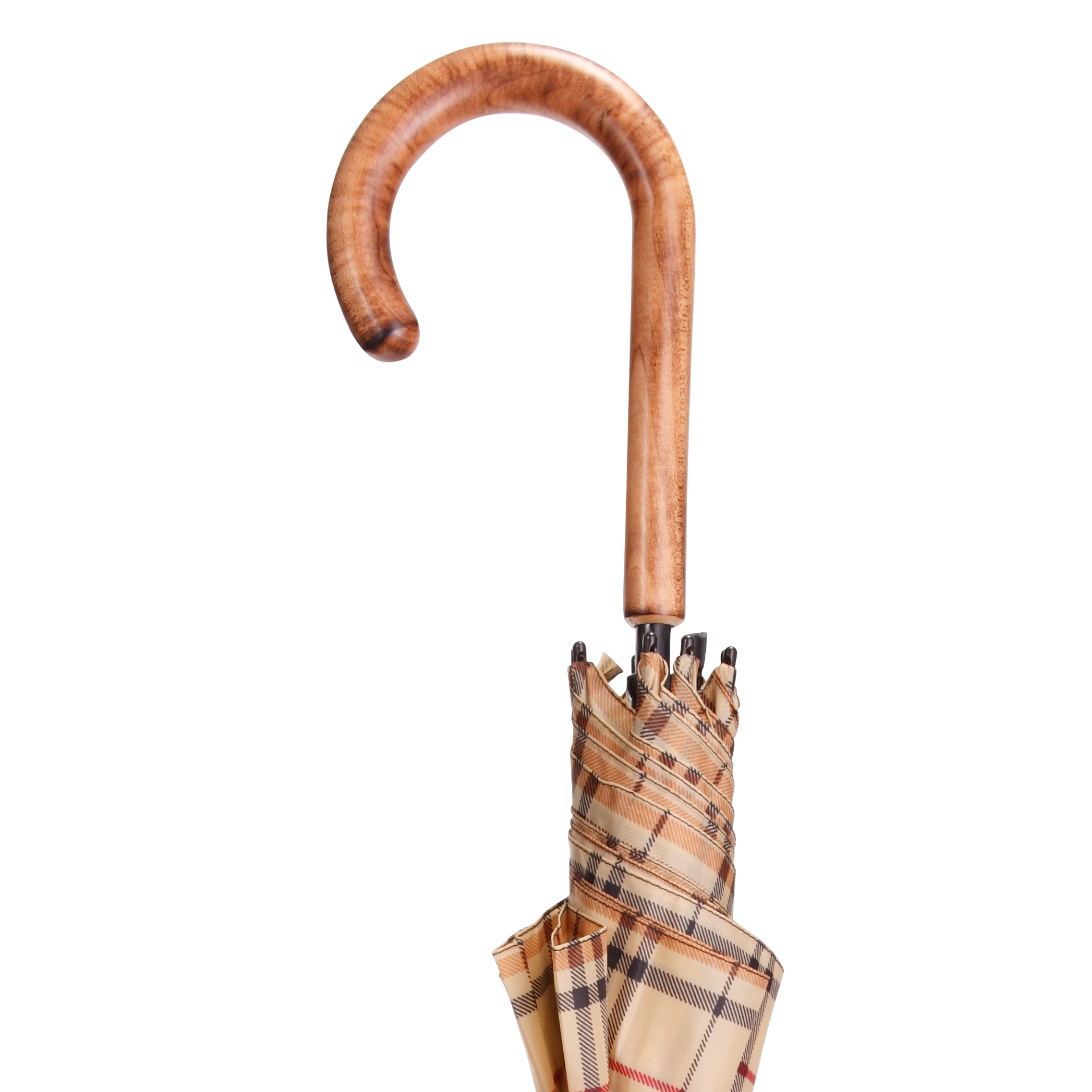 Tan Tartan Maple Crook Umbrella
