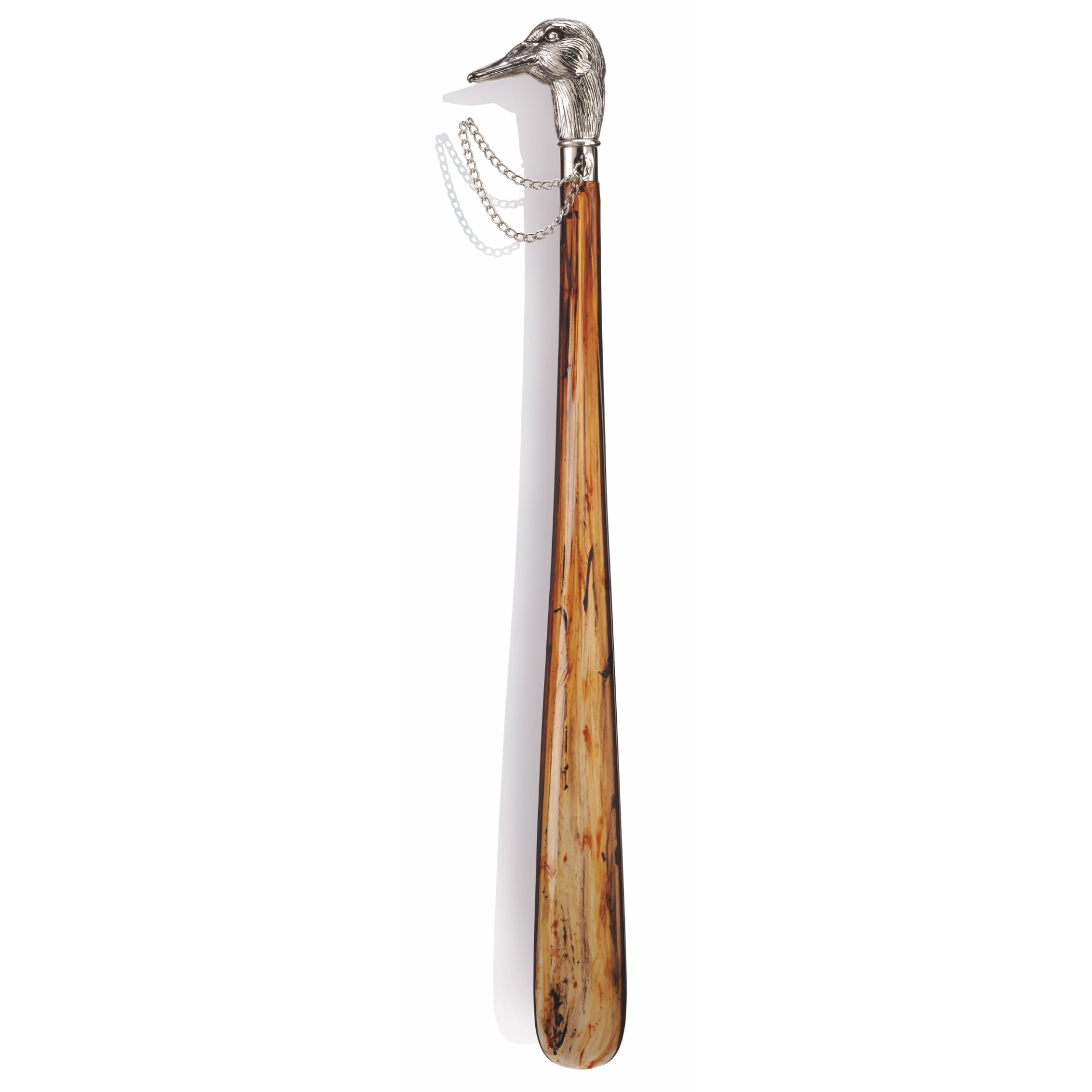 Nickel-Plated Duck Handle Shoehorn with Durable Tortoise Tongue, 20