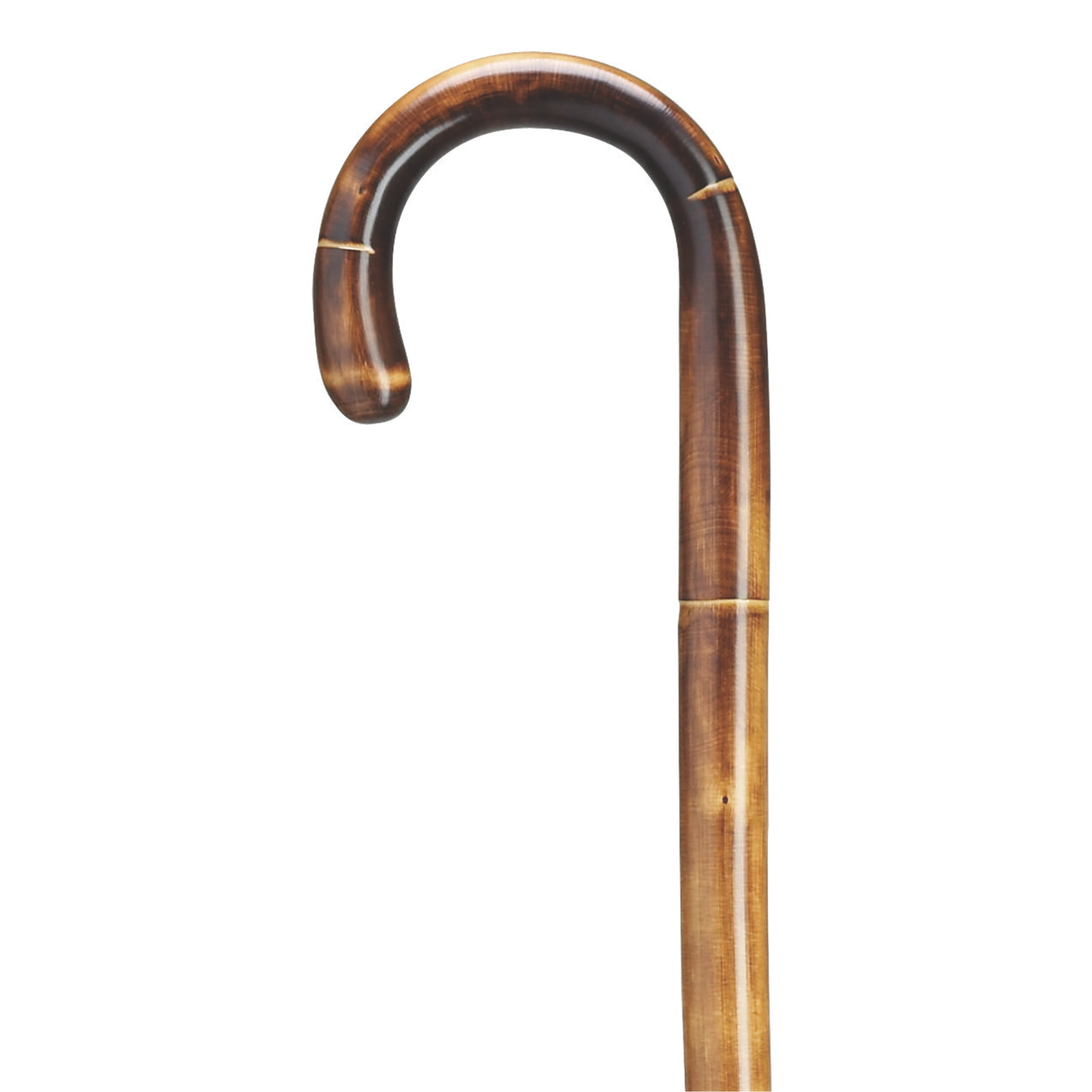 Extra Tall Chestnut Crook Handle Cane-Stepped & Scorched