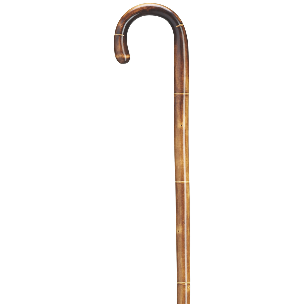Extra Tall Chestnut Crook Handle Cane-Stepped & Scorched
