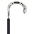 Handcrafted German Alpacca Crook Cane with Inlay - 36 Black Maple