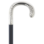 Handcrafted German Alpacca Crook Cane with Inlay - 36 Black Maple