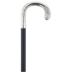 Handcrafted German Alpacca Crook Cane with Inlay - 36 Black Maple