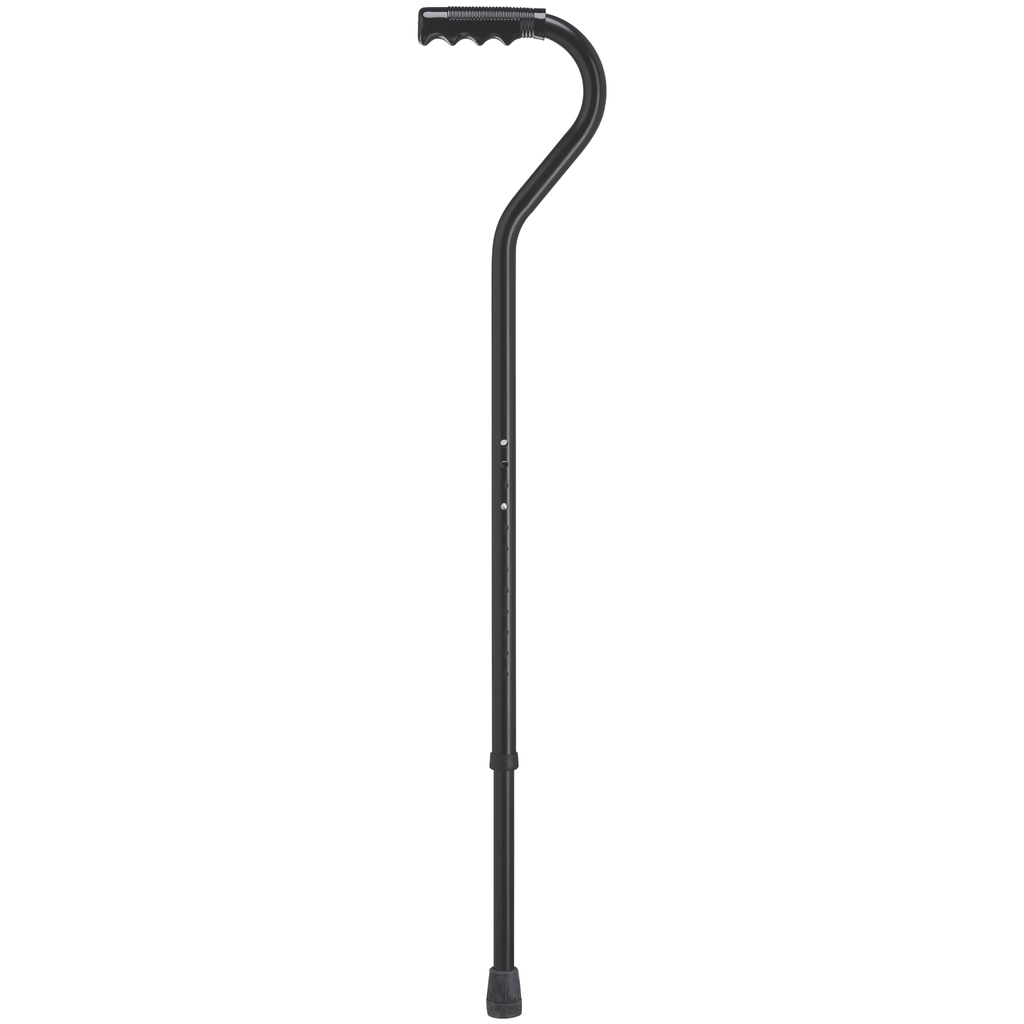 Adjustable Black Aluminum Cane with Comfort Grip & Anti-Rattle Cap