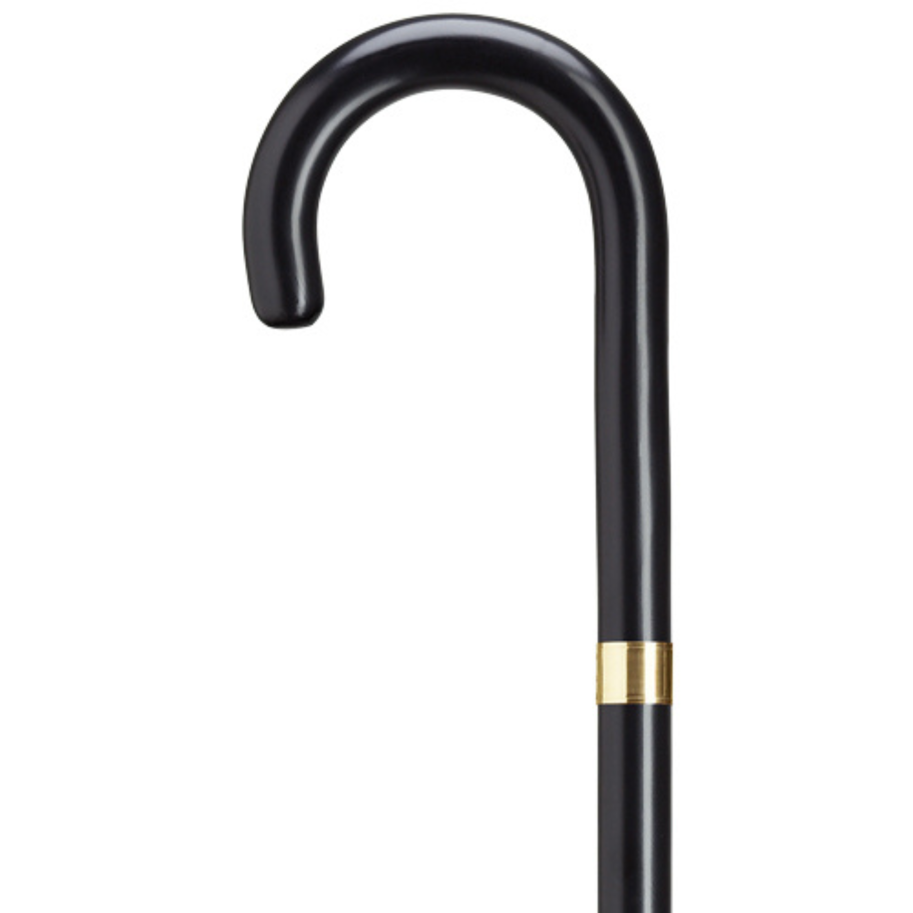 Gold Plated Band Crook Handle Cane