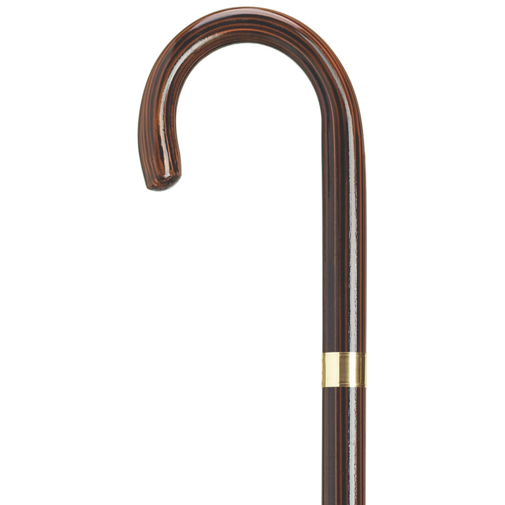 Gold Plated Band Crook Handle Cane