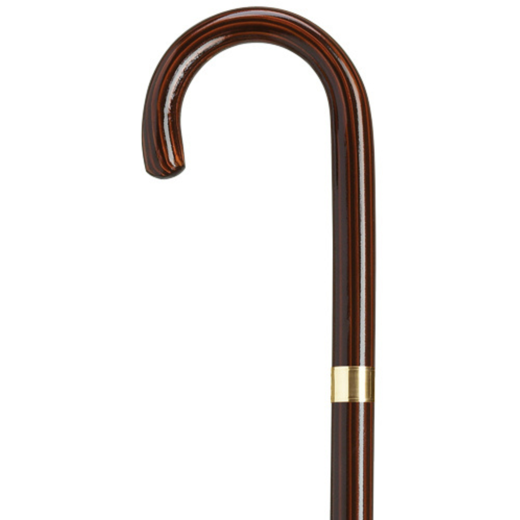 Gold Plated Band Crook Handle Cane