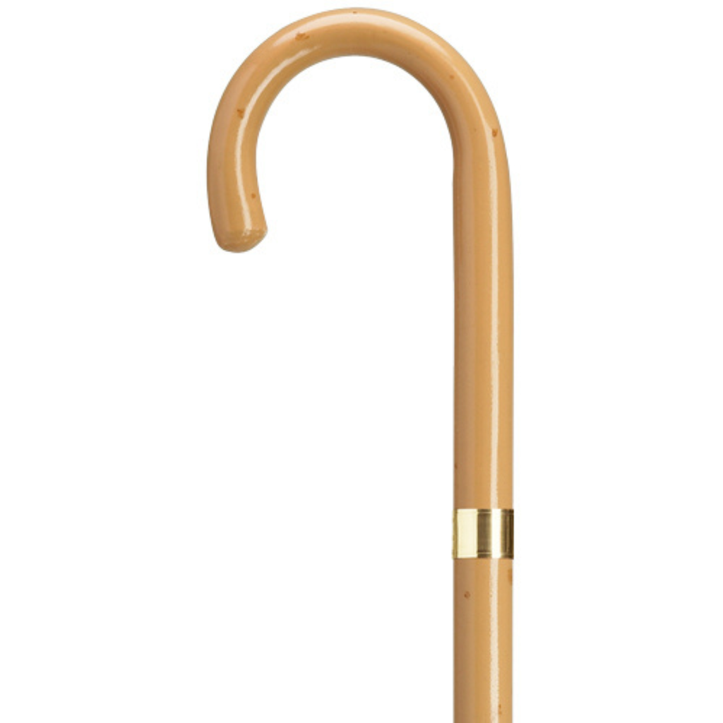 Gold Plated Band Crook Handle Cane