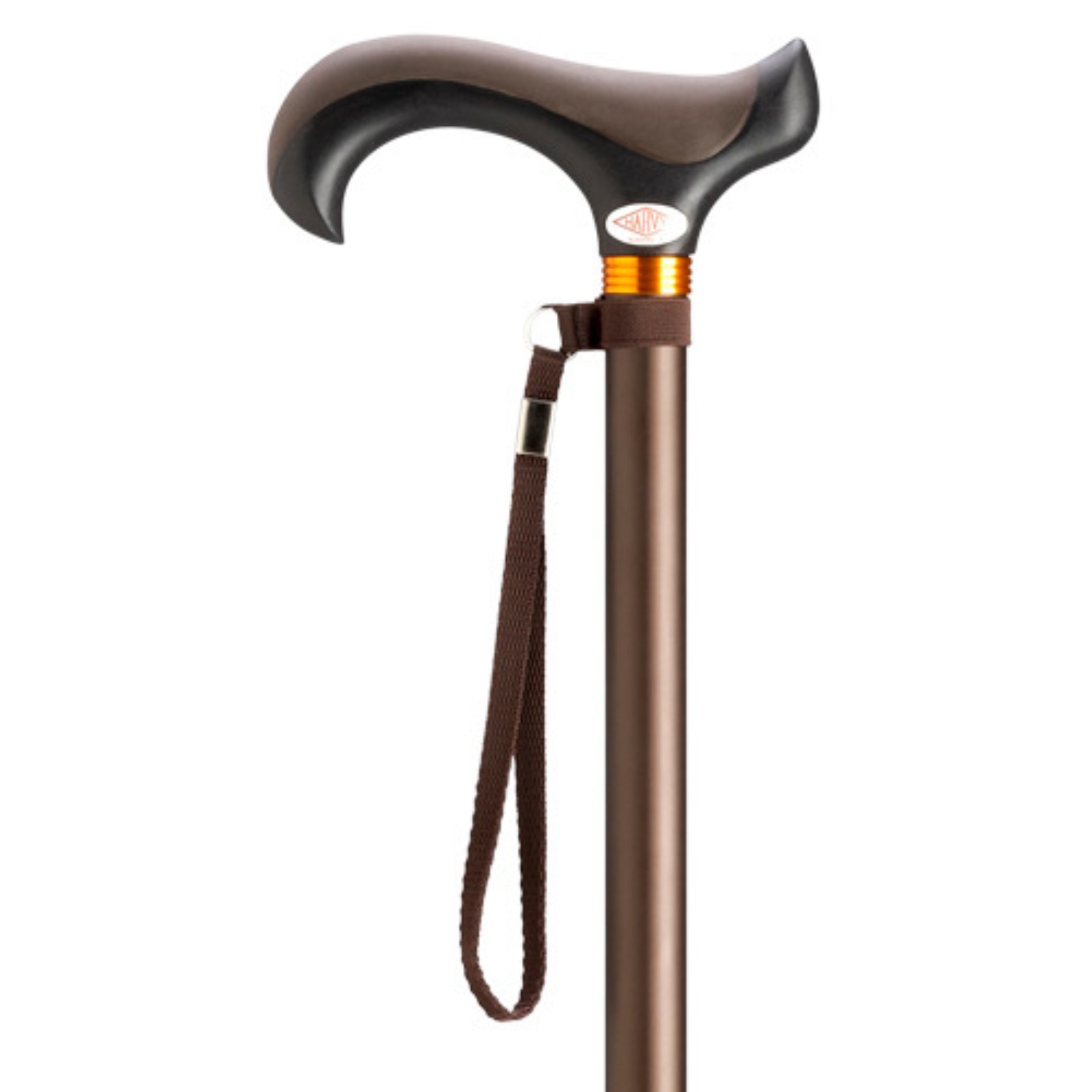 Overmold Derby Aluminum Adjustable Walking Cane-Brown