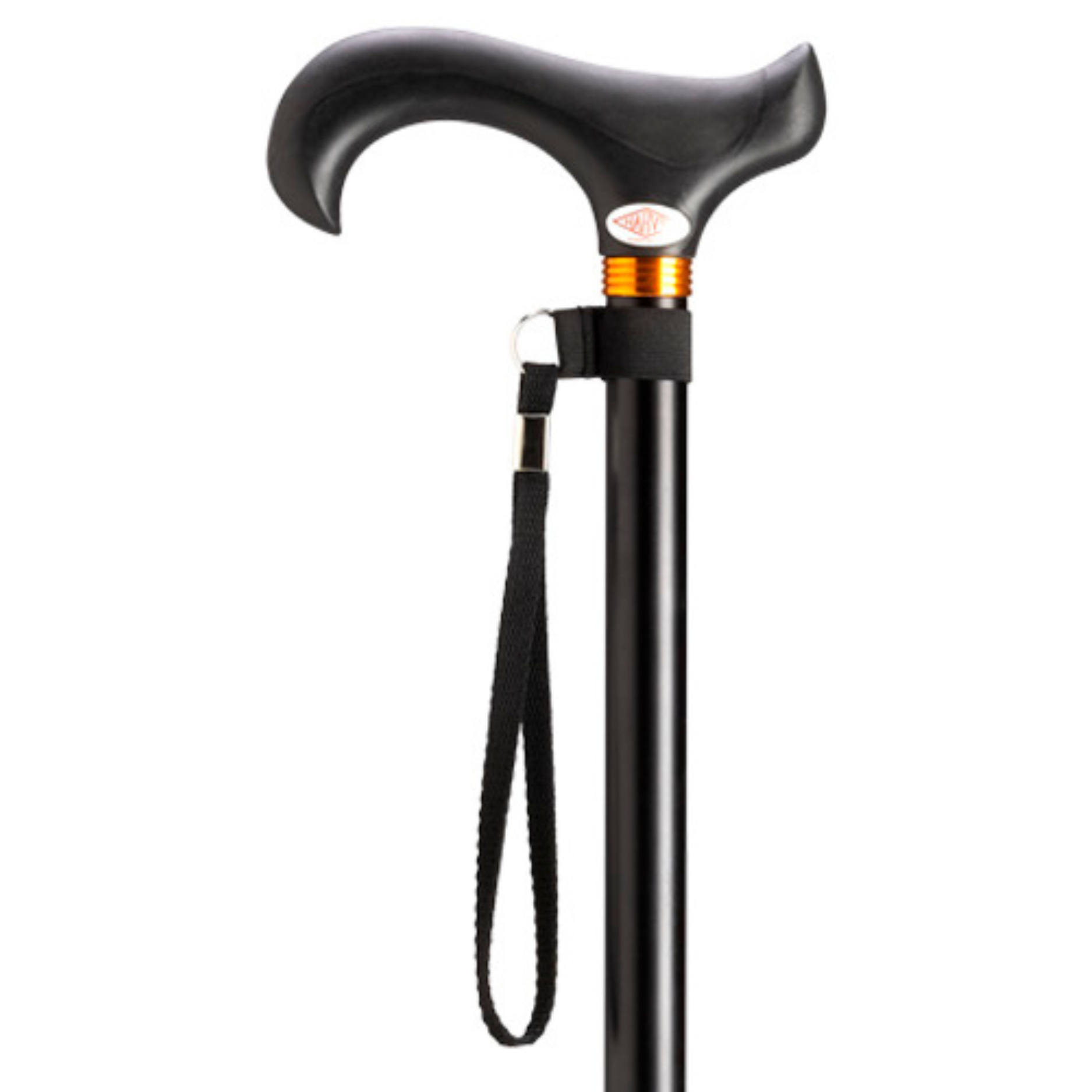 Overmold Derby Aluminum Adjustable walking Cane-Black