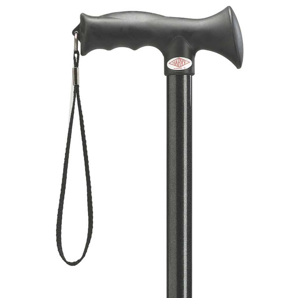Ergonomic Adjustable Aluminum Walking Cane with Grip & Strap