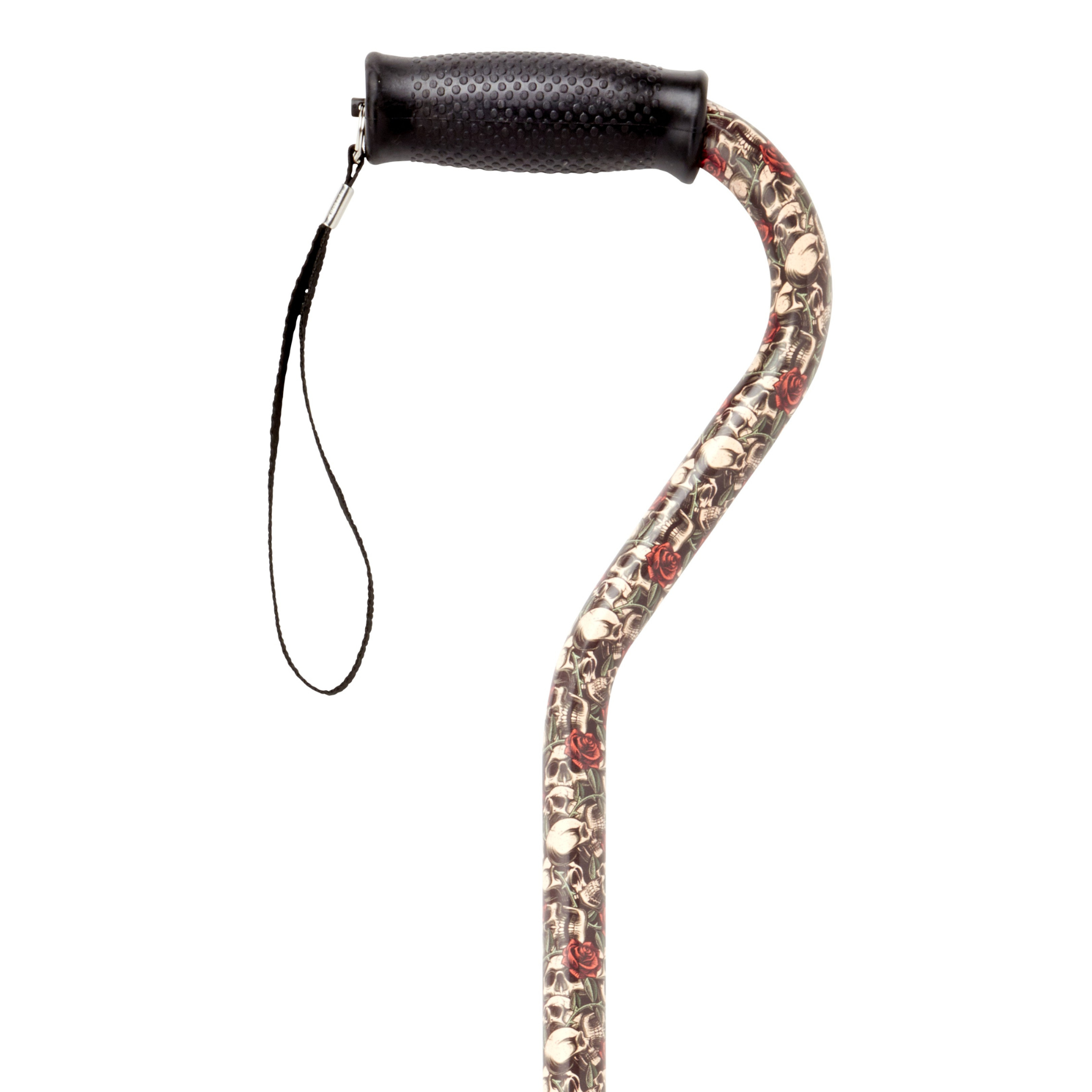 Skull & Rose Adjustable Aluminum Cane with Grip - 250lb Support
