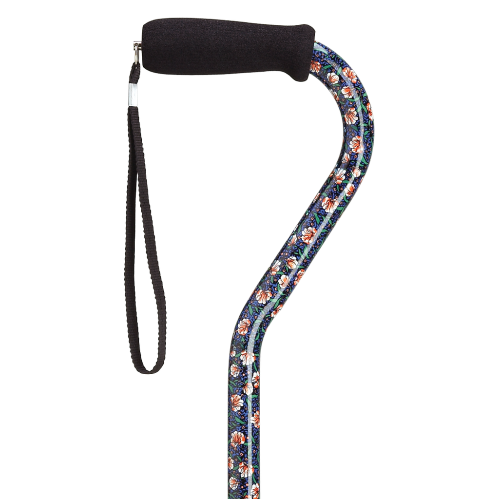 Stylish Adjustable Offset Cane with Hypalon Grip – 13 Prints