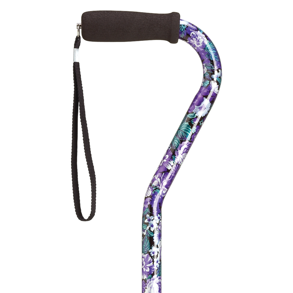 Stylish Adjustable Offset Cane with Hypalon Grip – 13 Prints