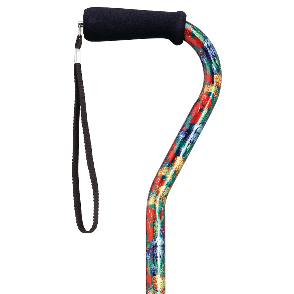 Stylish Adjustable Offset Cane with Hypalon Grip – 13 Prints