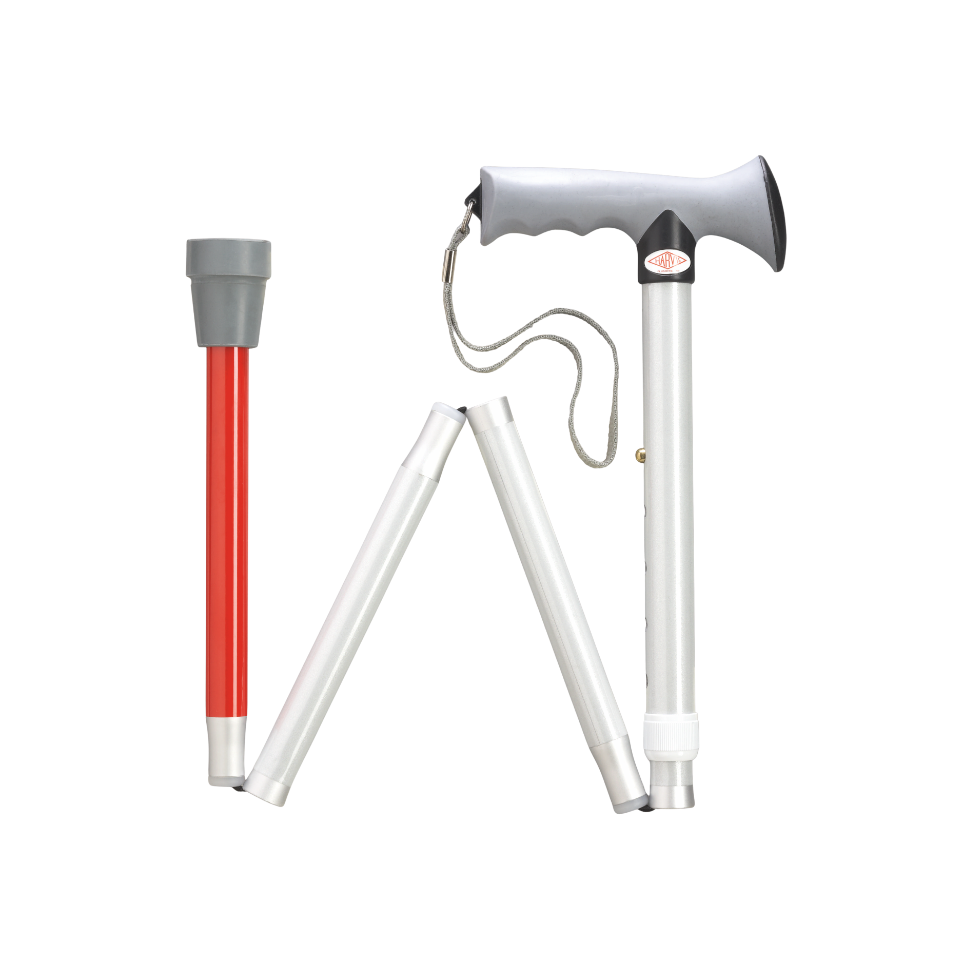 Visually Impaired Overmold Ergonomic Adjustable Folding Cane