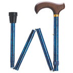 Granite Tone Wood Grain Derby Folding Cane, Adjustable 33''-37'',