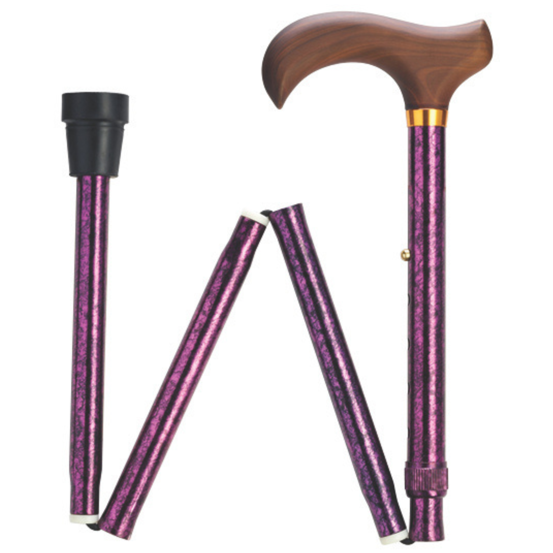 Granite Tone Wood Grain Derby Folding Cane, Adjustable 33''-37'',