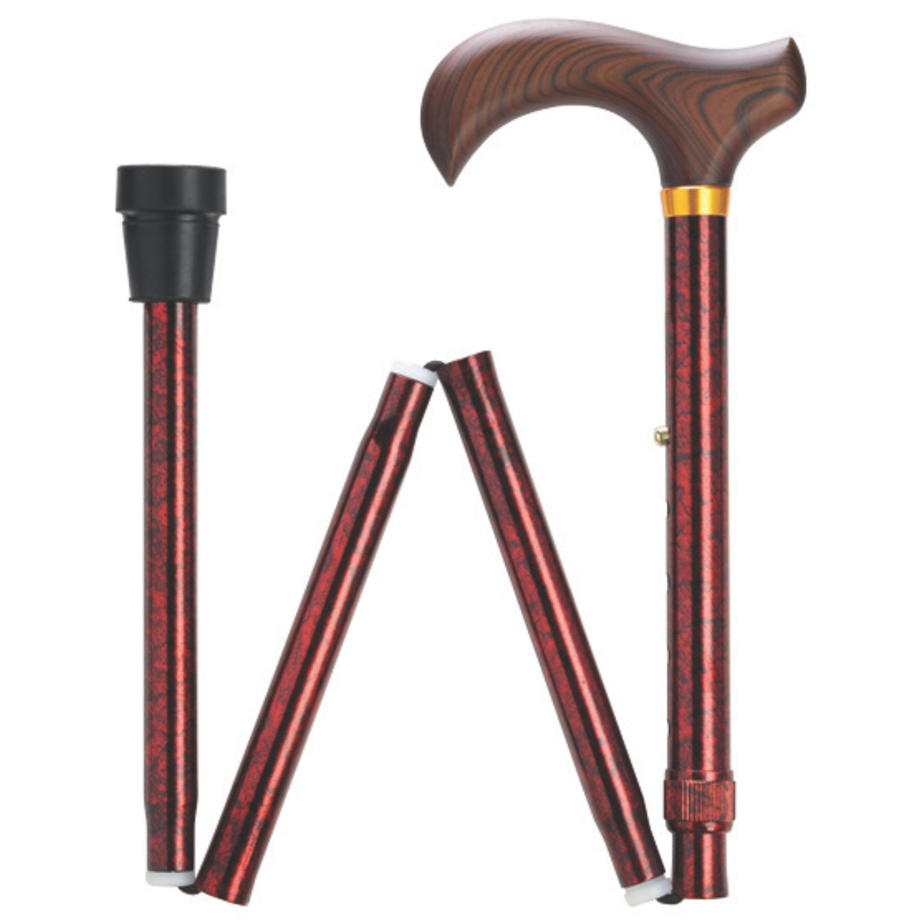 Granite Tone Wood Grain Derby Folding Cane, Adjustable 33''-37'',