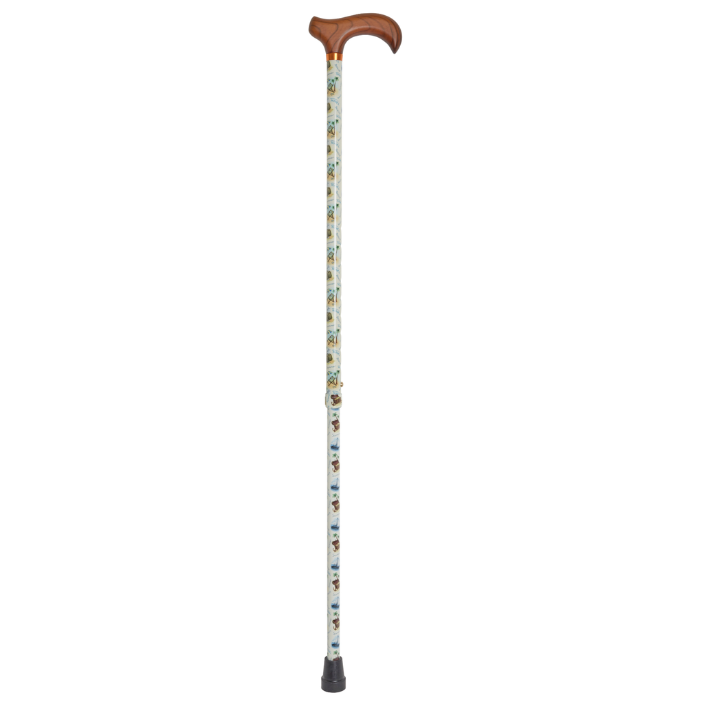 Stylish Adjustable Walking Cane with Wood Handle - 11 Trendy Prints