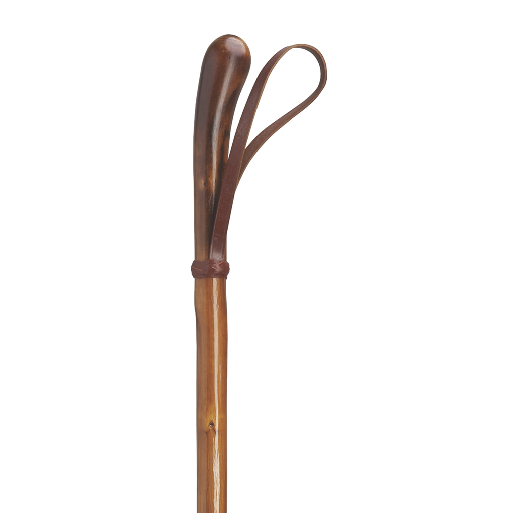 Knotted English Chestnut Walking Stick with Leather Loop