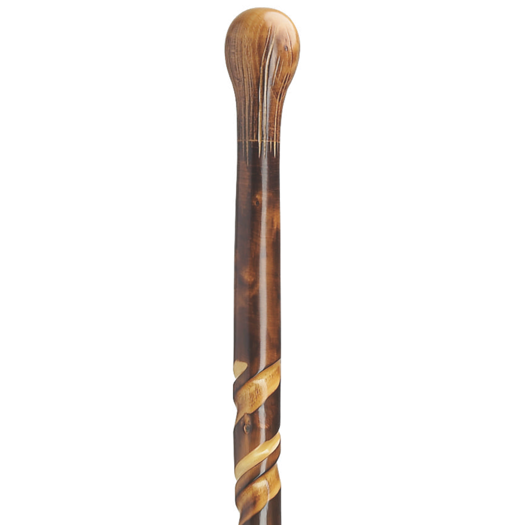 Hand-Carved German Spiral Cane, 36 Artistic Wooden Walking Stick
