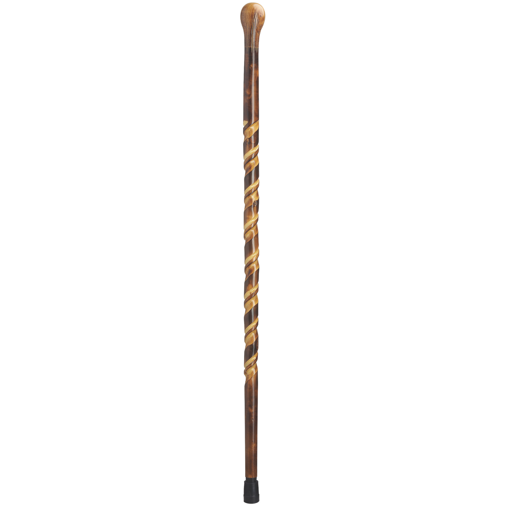 Hand-Carved German Spiral Cane, 36 Artistic Wooden Walking Stick