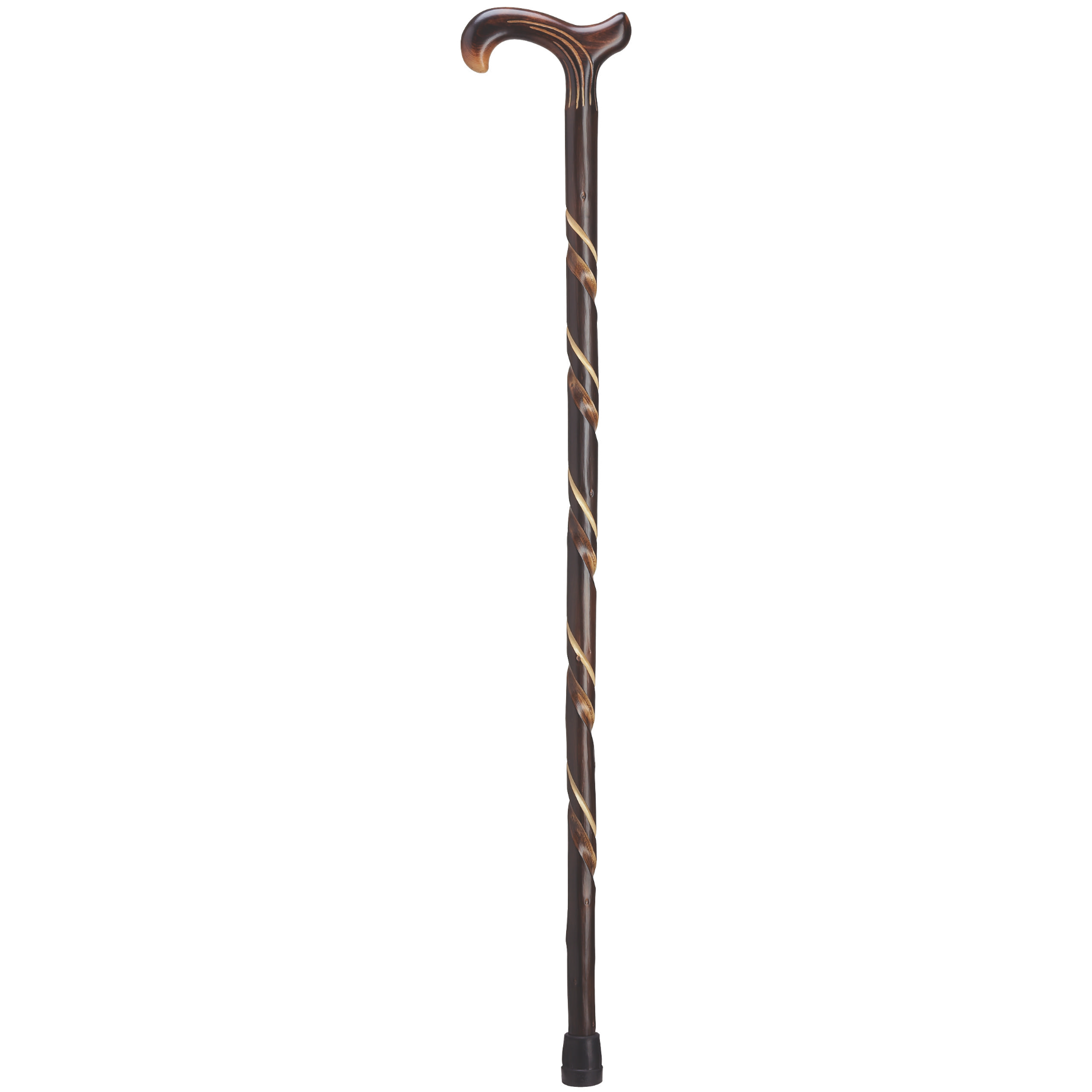 Hand Carved Spiral Derby Cane - Tall