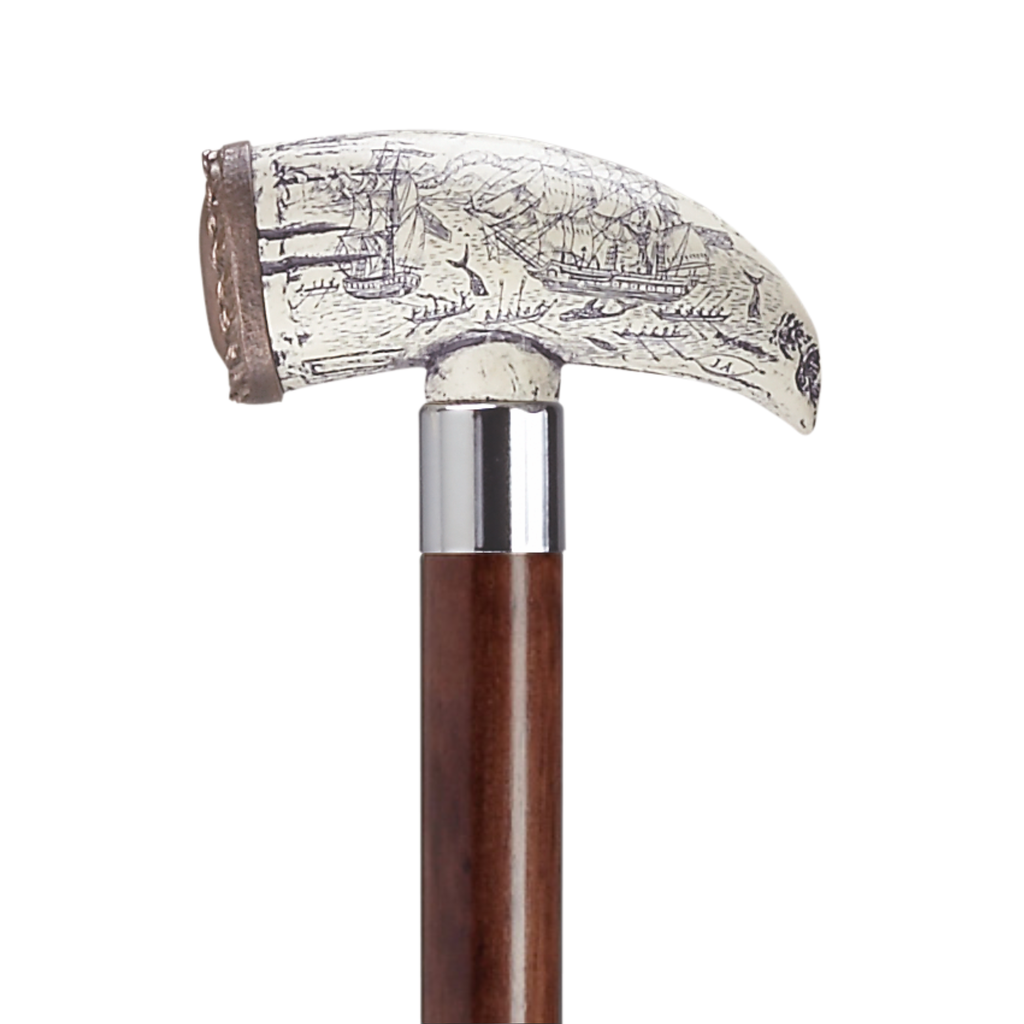 Scrimshaw Whale Tooth Walking Cane