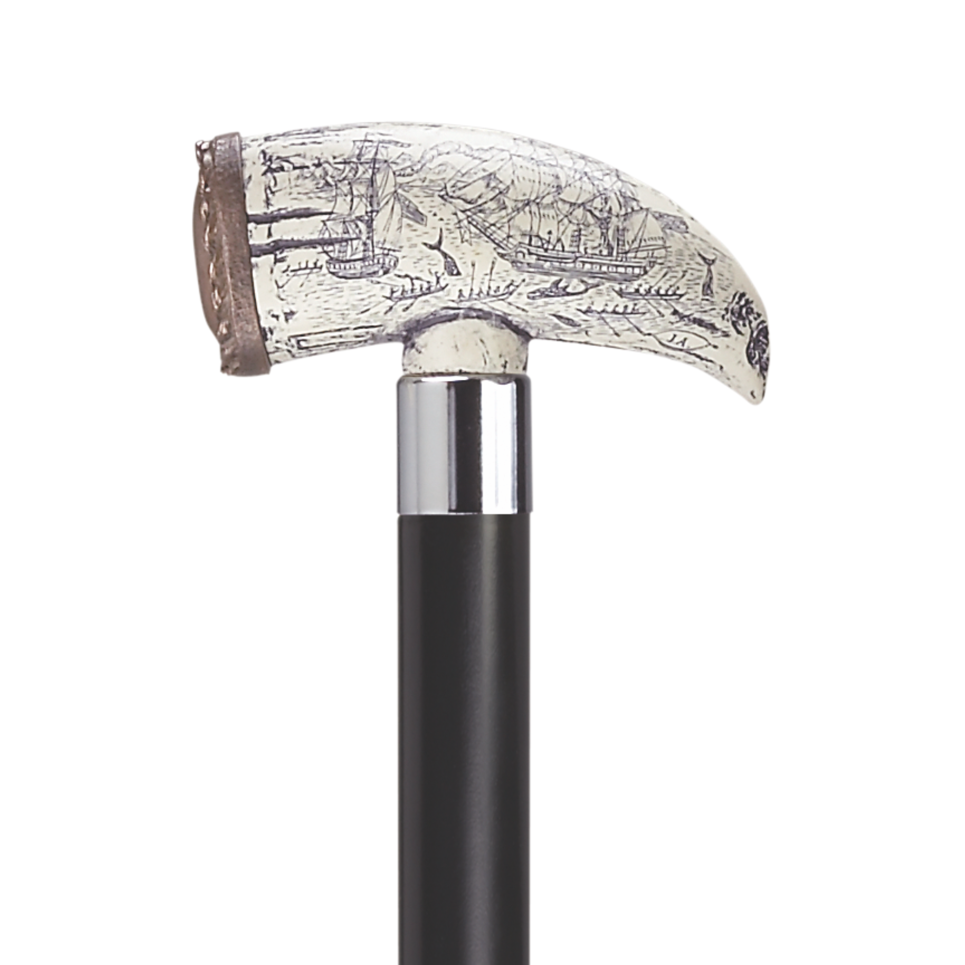 Scrimshaw Whale Tooth Walking Cane