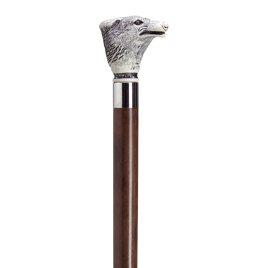 Scrimshaw Fox Head Walking Stick