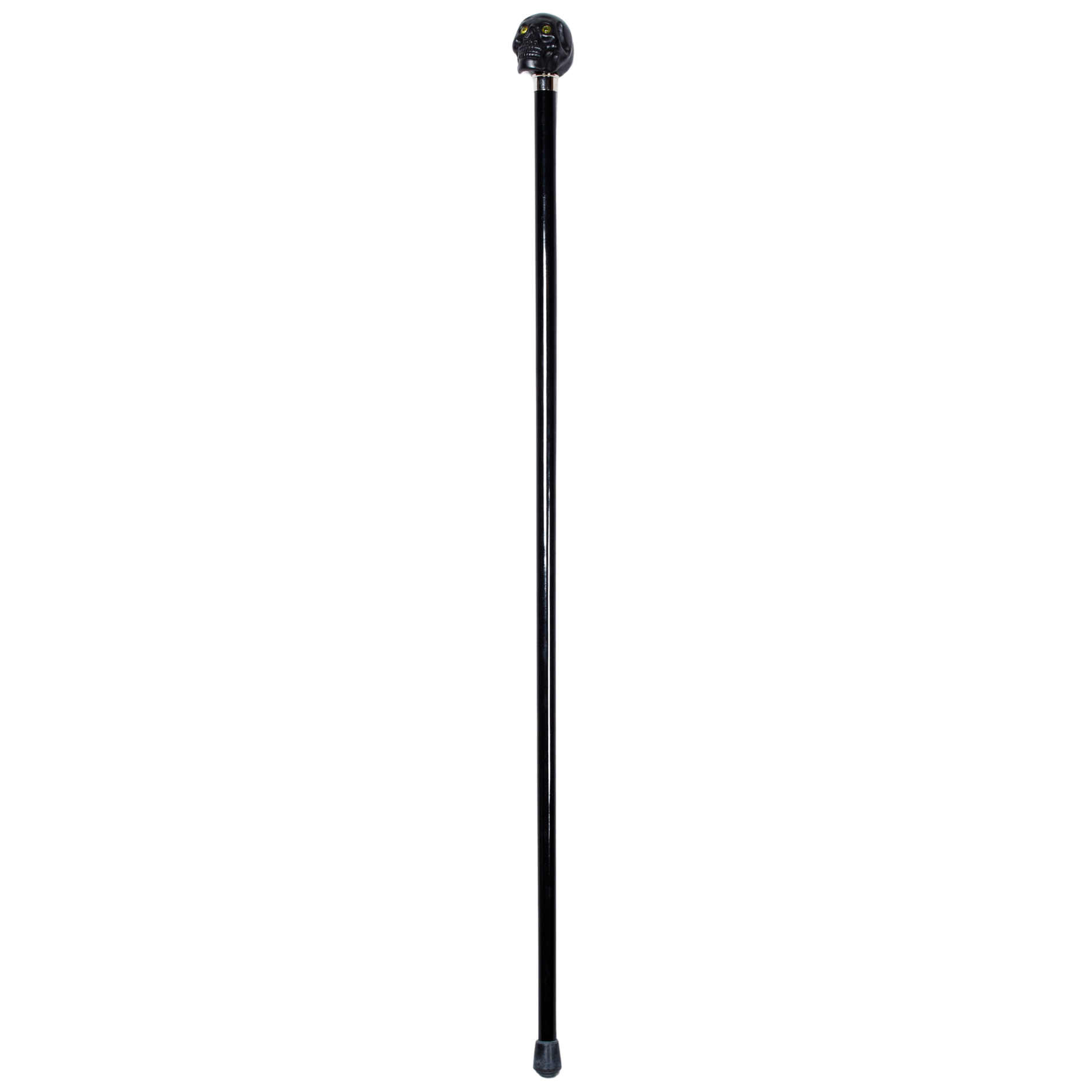 Eerie Yellow-Eyed Skull Walking Cane, 36” Black Maple Shaft
