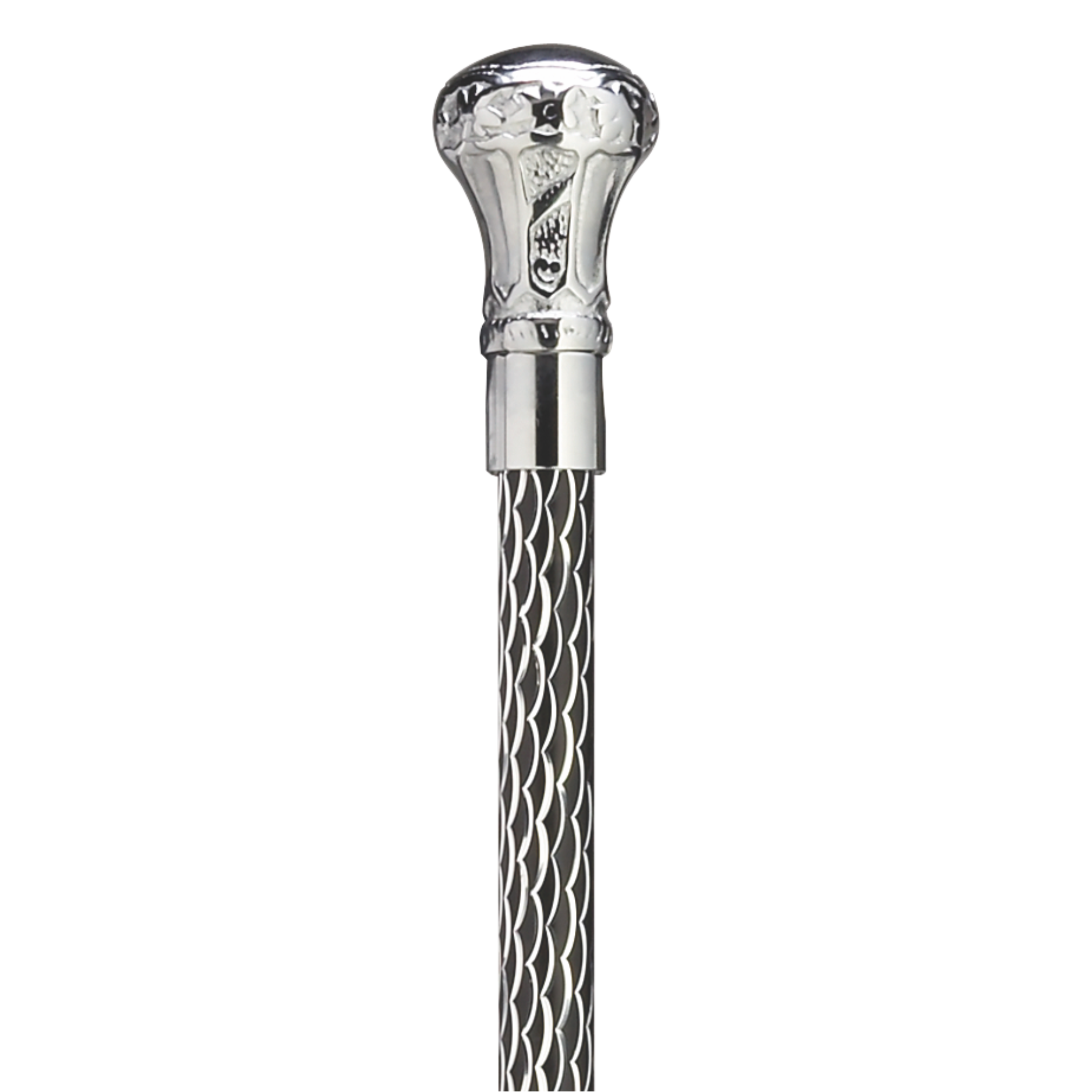 Harvy Etched Chrome Knob Cane