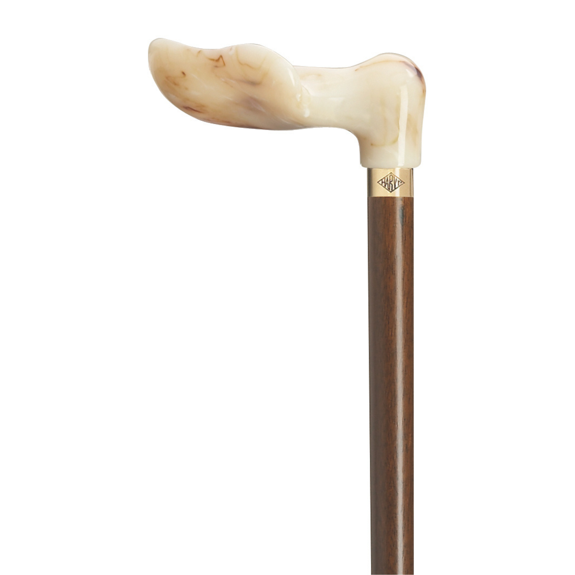 Harvy Marbleized Palm Grip Cane - Walnut, Solid Support, 36 Inch