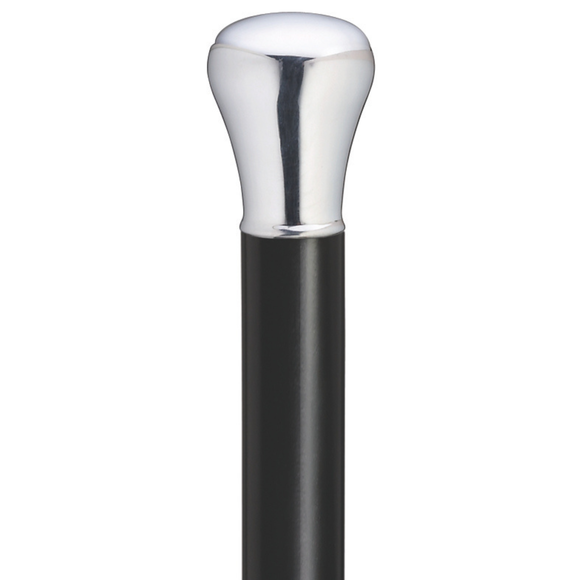 Men's Sterling Silver Cap Ebony Walking Cane - German Handle, 36