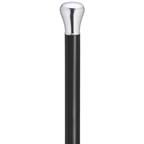 Men's Sterling Silver Cap Ebony Walking Cane - German Handle, 36