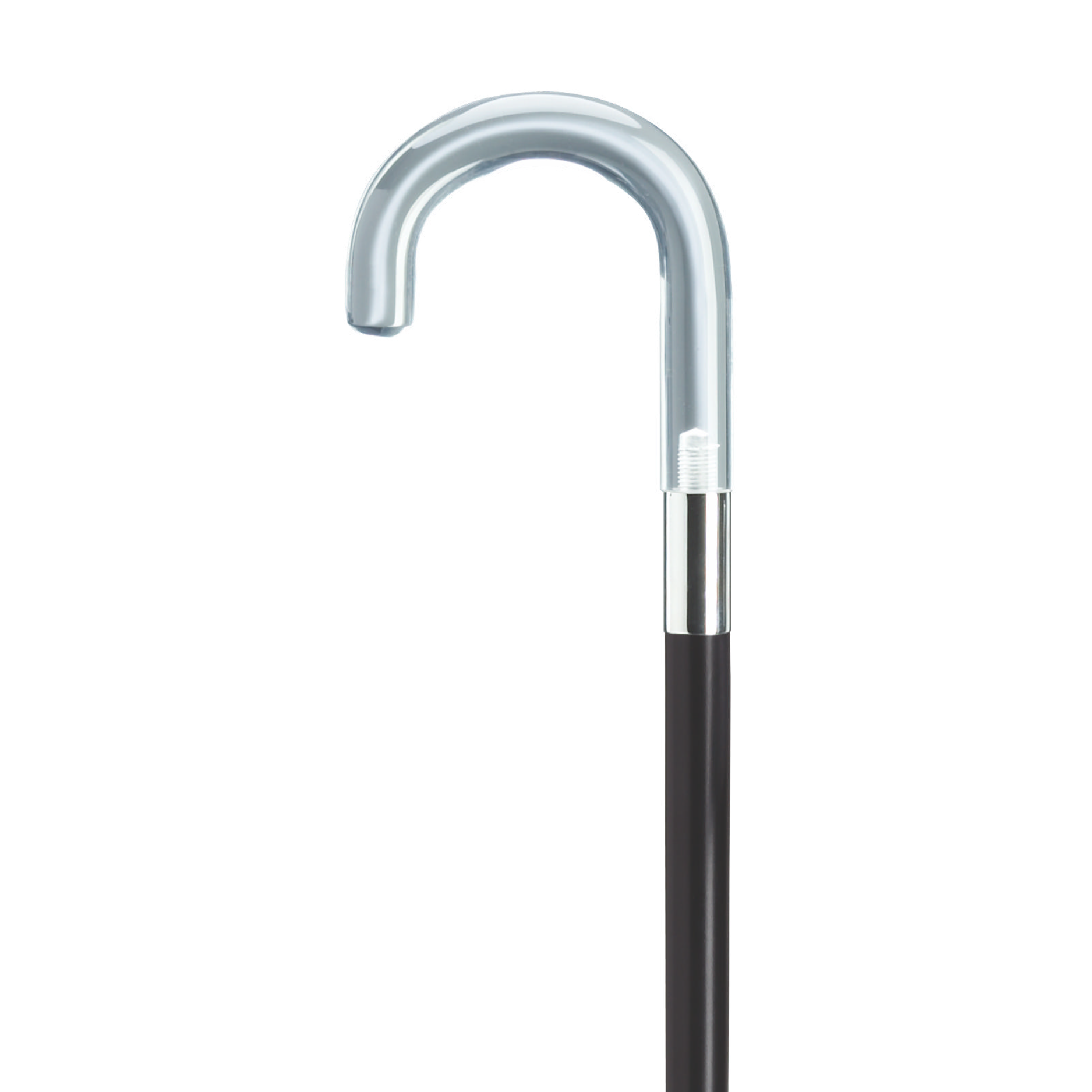 Clear Acrylic Handle Silver-Band Men's Walking Cane, 36 Black Hardwood