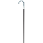Clear Acrylic Handle Silver-Band Men's Walking Cane, 36 Black Hardwood