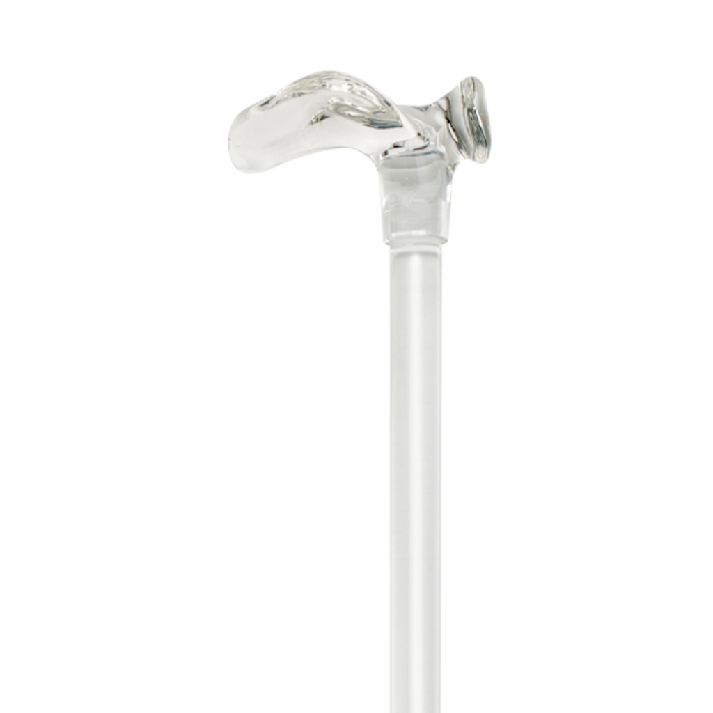 Left-Handed Acrylic Palm Grip Walking Cane - Elegant & Comfortable