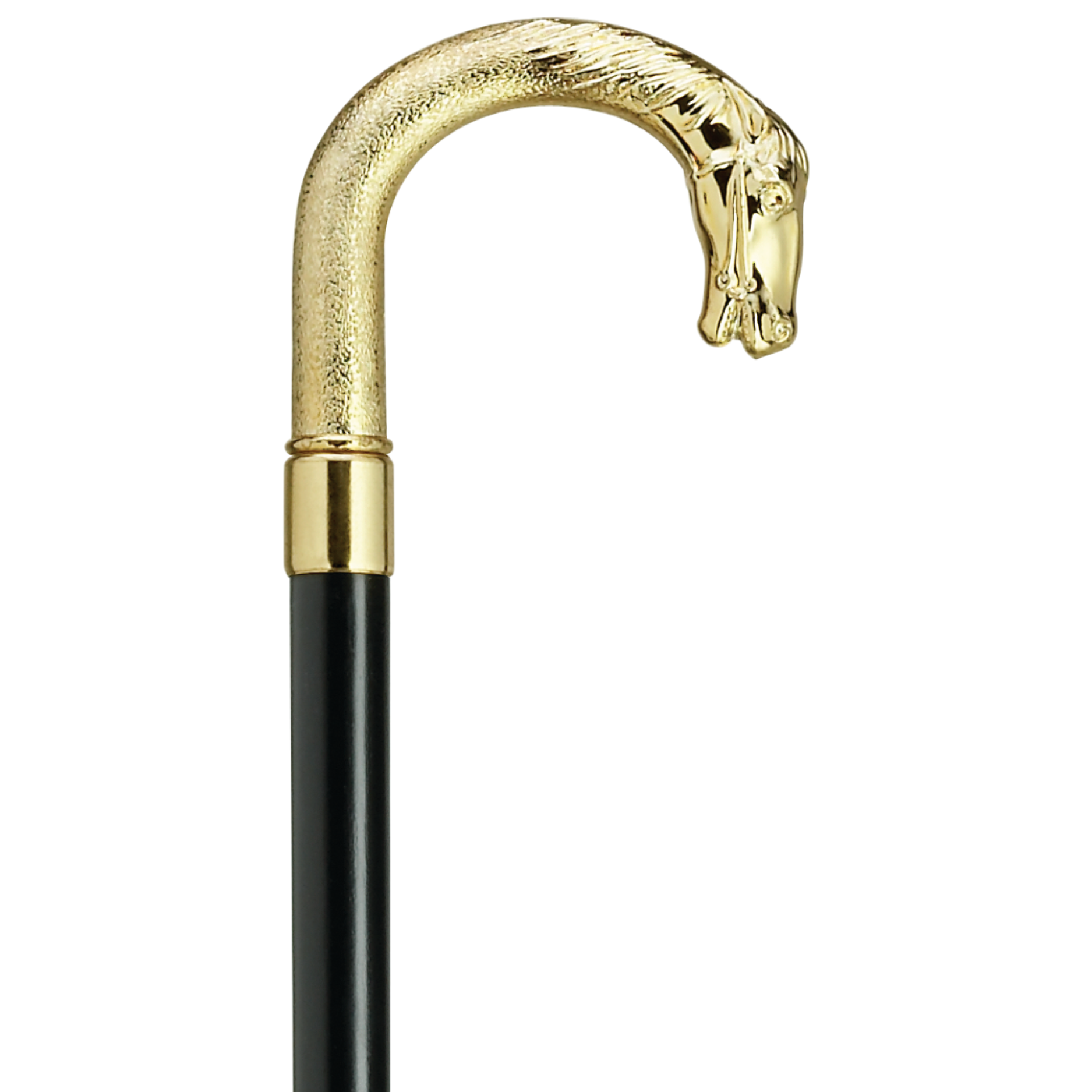 Men's Crook Shape Horse Head Cane-Gold Tone