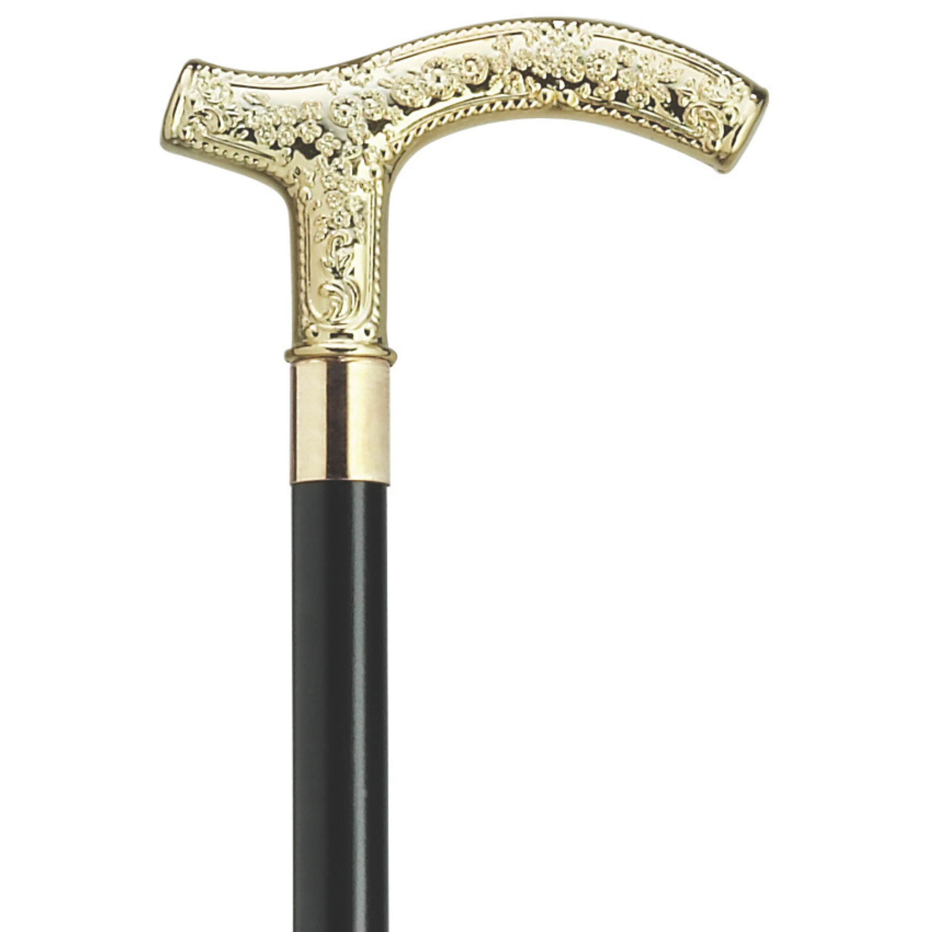 Elegant Men's Gold Tone Fritz Handle Walking Cane - 36 Hardwood Shaft