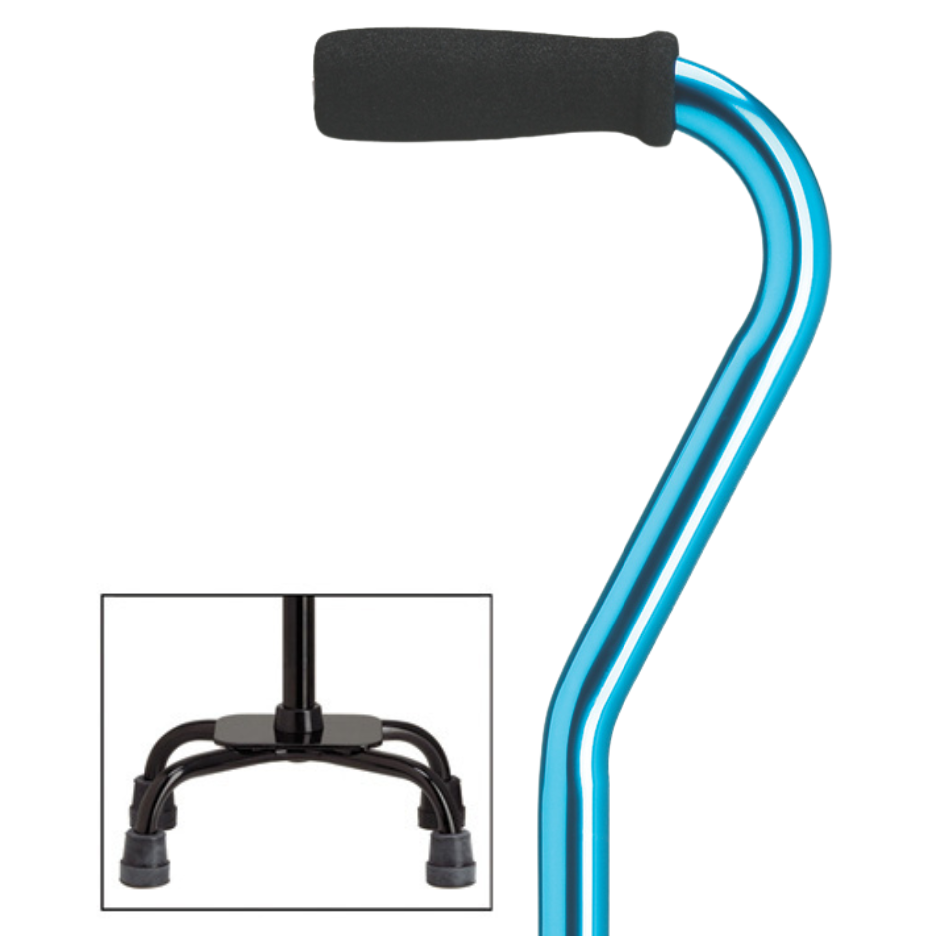 Premium Compact Quad Cane with Offset Handle, 250 lbs Support, Adjustable