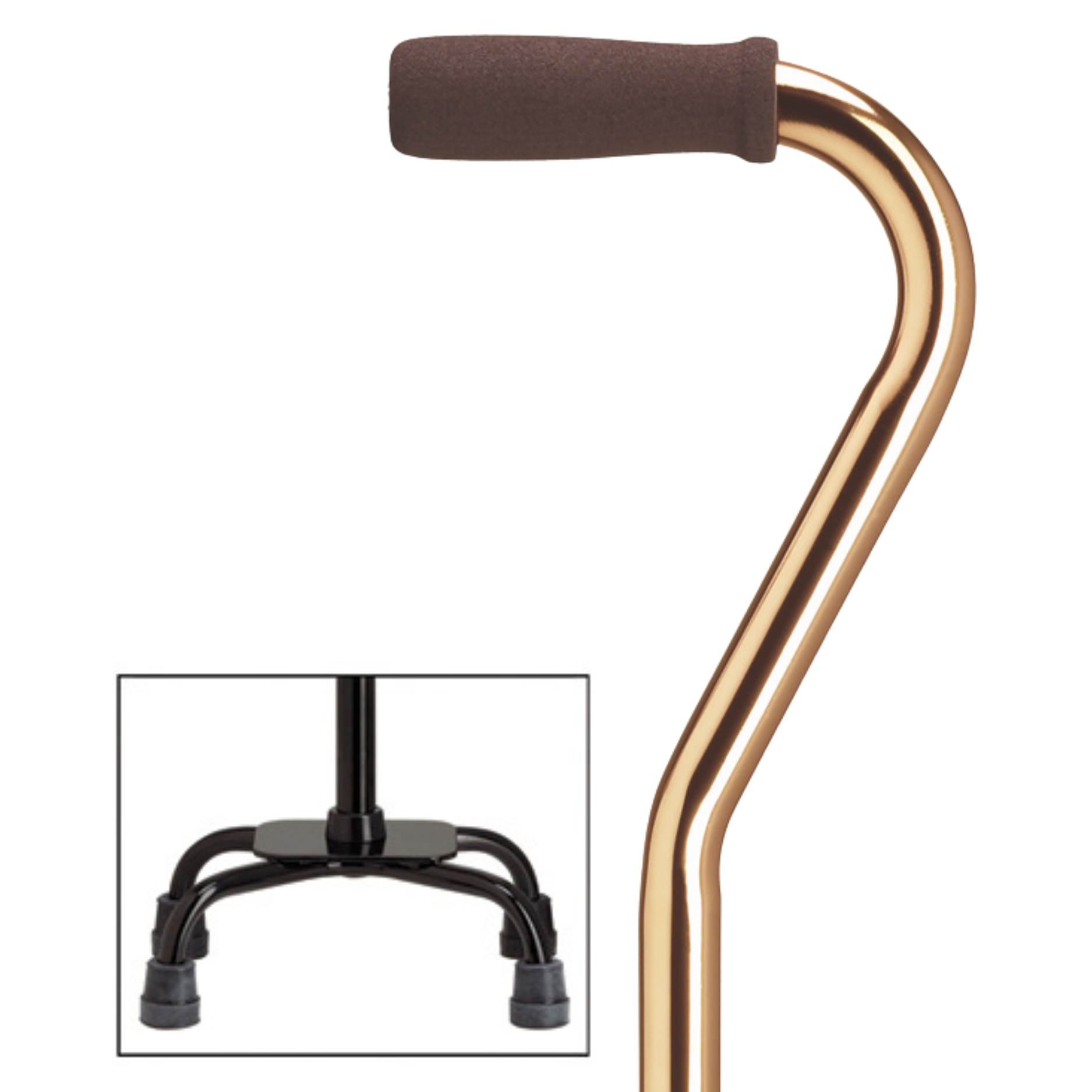 Premium Compact Quad Cane with Offset Handle, 250 lbs Support, Adjustable