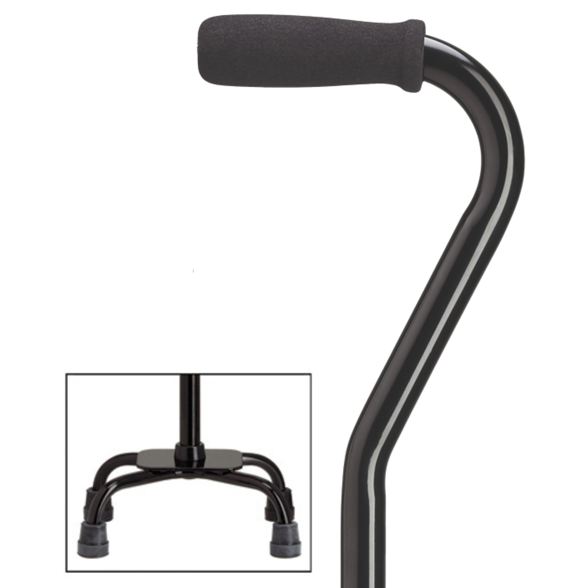 Premium Compact Quad Cane with Offset Handle, 250 lbs Support, Adjustable