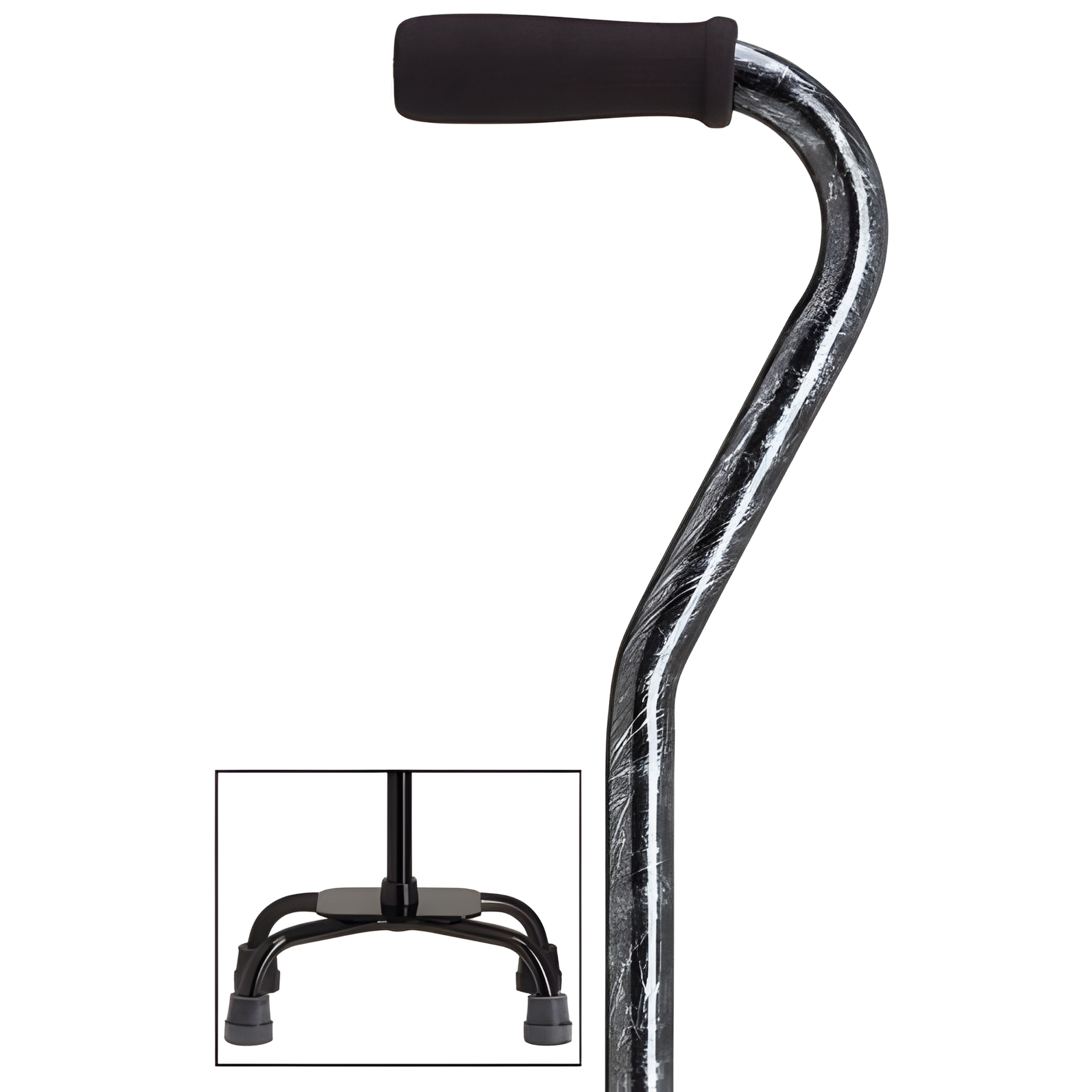 Sturdy Balance Quad Cane with Adjustable Height & Secure Grip